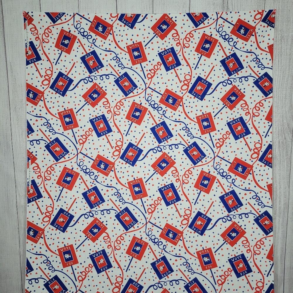 Vintage 1972 Klopman Mills Republican Elephant Political VOTE Fabric, 44.5x114